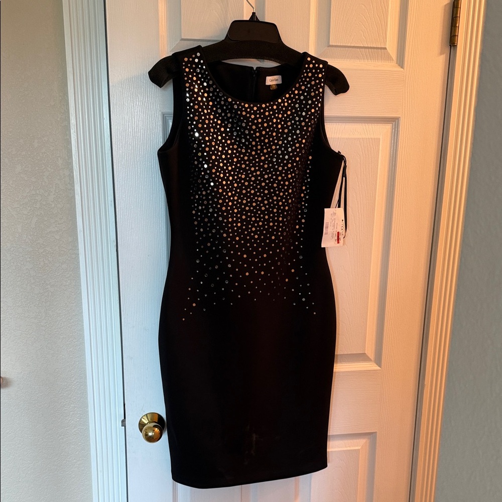 Calvin Klein Black Gold Sequined Dress